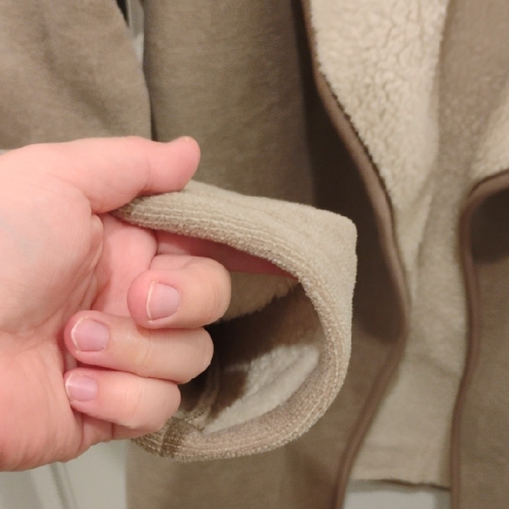Original Nicole Miller Cozy Beige and Cream Sherpa Jacket Women's XL - Picture 5 of 7